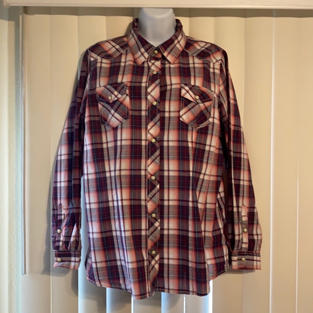 Canyon Guide Outfitters Western Plaid Long Sleeve Top XL
